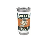 Coffee Jesus Christian Reader Book Lover Humor Retro Stainless Steel Insulated Tumbler