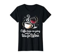 Coffee Keeps Me Going Until It's Time for Wine |- Value Graphic T-Shirt, Women, Black, S