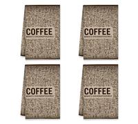 Coffee Kitchen Towels Set of 4,Vintage Rustic Coffee Cups Beans Brown Soft Dish Cloths Cabin Kitchen Decor 16X24 Inch (4Pcs)