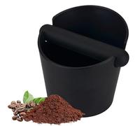 Coffee Knock Box, 4.8 Inch Bin for Coffee Grounds Knock Box, Shock-Absorbent Durable Barista Style Espresso Knock Box with Removable Rubber Knock Bar and Non-Slip Base- Black