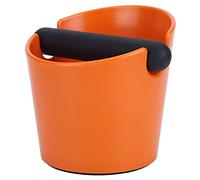 Coffee Knock Box Anti Slip Compact Mini Coffee Grounds Bin with Rubber Bar Deep Bowl Design for Barista Home Cafe Orange ABS 12.7cm Height