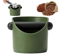 Coffee Knock Box - Coffee Grounds Container, Espresso Grounds Bin Knock Box, Shock-Absorbent Barista Coffee Machine Accessories with Removable Metal Knock Bar and Non-Slip Base (Green)