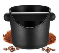 Coffee Knock Box, Coffee Grounds Knock Box, BlackCoffee Grounds Bins, Barista Espresso Coffee Machine Accessories, with Removable Bar & Non-Slip Base(Black)