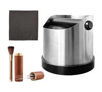 Coffee Knock Box, Espresso Knock Box with WDT Tool, Removable Knock Bar, Tamping Mat, Non-Slip Stainless Steel Knock Box, Coffee Accessories