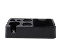 Coffee Knock Box, Multipurpose Coffee Portafilter Holder, Large Capacity Shock Absorbant Coffee Tamper Station with Bar Organizer, Black ABS Coffee Tamping Stand for Home and Coffe