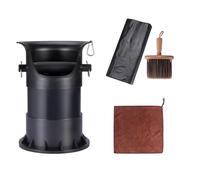 Coffee Knock Box Set with Cleaning Cloth, Brush & 50 Garbage Bags - 10.8×10.8×15.7in Countertop Coffee Waste Container for Home Baristas