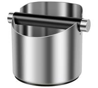 Coffee Knock Box, Stainless Steel Espresso Knock Box, Non Slip Ground Knocks Boxs, Beveled Coffee Grounds Bin with Removable Metal Knock Bar and Rubber Ring, Large Capacity Espresso Dump Bin