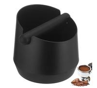 Coffee Knock Box with Detachable Rubber Bar, 6.7 x 5.9 x 4.3 in Large Capacity Grounds Container, Black Round Mini Barista Waste Bin Espresso Grind Box for Semi-Automatic Machine Use, Cafe, Office