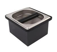Coffee Knock Box with Removable Stainless Steel Ground Container, Rubber Coffee Ground Bin for Espresso Machine, Large Capacity Knock Box for Cafe Bar Restaurant Home Kitchen Use (S)