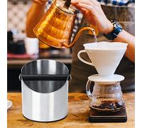 Coffee Knock Container, Thicken Round Stainless Steel Coffee Grounds Container Box Bucket Durable Coffee Knock Container Large Capacity 158X140Mm for Coffee(Large Height 158*Diameter 140mm)