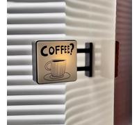Coffee Lamp Refrigerator Magnet, Cute Cat Night Light, Vintage Latte Art Decor, Creative Kitchen Accessories, Warm LED Nightlight with Magnetic Back for Home Bar, Fridge, Coffee Lovers Gift (White)