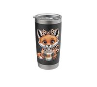 Coffee Latte Fox Cute Kawaii Leopard Bow Stainless Steel Insulated Tumbler