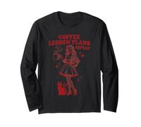 Coffee Lesson Plans Repeat Retro Teacher Cat Long Sleeve T-Shirt