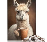 Coffee Llama Jigsaw Puzzles Puzzle for Adults Kids. 1000 Piece Impossible Challenge Toy Educational Game Home Decoration for Educational Games Gifts 1000pcs (40x28cm)
