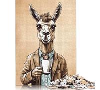 Coffee Llama Jigsaw Puzzles Puzzles for Adults Kids. 1000 Piece Whimsical Challenge Toy Educational Games Home Decoration for Adults& Kids Age 14 Years Up 1000pcs (40x28cm)