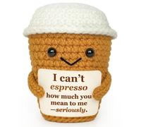 Coffee Lover Gift for Women Men Boyfriend Girlfriend Cute Brithday Gifts | Romantic Anniversary I Love You Gift for Couple, Positive Espresso Handmade Crochet