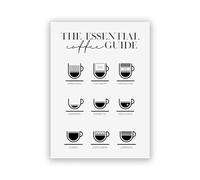 Coffee Lover Gifts Essential Coffee Guide Poster Canvas Prints Kitchen Decor, Scandinavian Wall Art Painting Coffee Shop Decor 21X30Cm Unframed