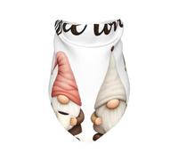Coffee Lover Gnome Print Dog Bandana 1 Pack Premium Triangle Scarf Washable Birthday Pet Accessories for Neutral Large Dogs