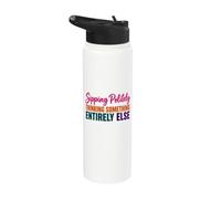 Coffee Lover Humor Sipping Politely Thinking Something Else Stainless Steel Insulated Water Bottle