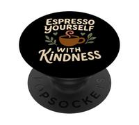 Coffee Lover Kindness Club Positive Message Caffeine Graphic PopSockets Adhesive PopGrip
