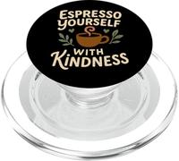 Coffee Lover Kindness Club Positive Message Caffeine Graphic PopSockets PopGrip for MagSafe