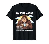 Coffee Lover My Four Moods Big-Foot Sasquatch Gorilla Ape Value Graphic T-Shirt, Men, Black, S