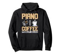 Coffee Lover Pianist - Funny Problem Solved Coffee Piano Pullover Hoodie