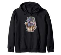 Coffee Lover Raccoon Wide Awake Club Caffeine Trash Panda Zip Hoodie