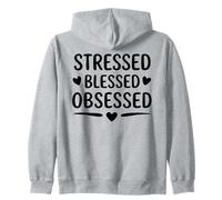 Coffee Lover's Energy Apparel - Stressed Blessed Obsessed Zip Hoodie
