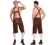 (COFFEE, M) Men's German Bavarian Oktoberfest Lederhosen Trousers Costume