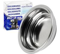 Coffee Machine Coffee Filter Portafilter Ø 62x18 mm 5513281011 for DeLonghi | 063410884 for Smeg - Warranty 10 Years - MONTERAL