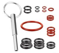 Coffee Machine Seal Set 22pcs with Oval Head Key Tool for Service - Silicone Gaskets for Drainage Valve Brew Group Replacement Parts Silver