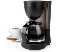 NEDIS 1.25L Filter Coffee Machine with Keep Warm Function for 10 Cups, Anti-Drip, Swing Out Funnel, Reusable Filter - Black