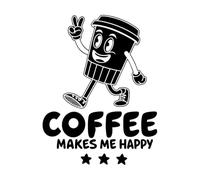 Coffee Makes me Happy Coffee Lover Design Wall Stickers Paster Paper 40x52.3cm Wall beautification Black