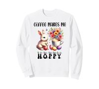 Coffee Makes Me Hoppy Easter Cute Bunny Drinking Coffee Cup Sweatshirt