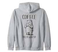 Coffee Makes Me Wanna Poop Funny Bear Coffee Drinker Zip Hoodie