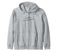 Coffee & Mascara Funny Minimalist Phrase Script Zip Hoodie