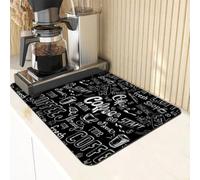 Coffee Mat Coffee Bar Mat, 12x19 Inch Countertop Absorbent Coffee Bar Mat, Absorbent Hides Stains Rubber Backed Utensil Drying Mat for Kitchen Counter Coffee Machine Coffee Pot Accessories (C)