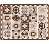 Coffee Mat, Drip Mat for Coffee Machines, Retro Tile Design, Absorbent & Quick-Drying Mat, Protects Your Kitchen Worktop, Ideal for Espresso and Coffee Machines (Brown, 30 x 50 cm)