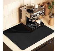 Coffee Mat for Countertops ,Coffee Bar Accessories Fit Under Coffee Maker Espresso Machine, Absorbent Hide Stain Rubber Mat for Countertop ,Dish Drying Mat for Kitchen Counter (Black, 12"x19")
