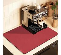 Coffee Mat for Countertops ,Coffee Bar Accessories Fit Under Coffee Maker Espresso Machine, Absorbent Hide Stain Rubber Mat for Countertop ,Dish Drying Mat for Kitchen Counter (Red, 16"x24")