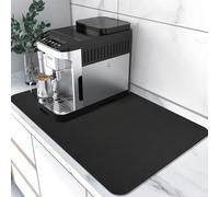 Coffee Mat Super Absorbent Drying Mat Coffee Bar Accessories Match with Waterproof Rubber Backing Fit Under Coffee Maker Coffee Machine Coffee Pot Coffee Bar Accessories (Black, 43×80cm)