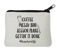 Coffee Messy Bun Lesson Plans Getting It Done Teacher Life Neoprene Coin Purse Pouch 10x11cm White