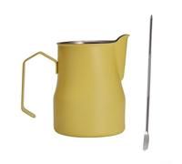 Coffee Milk Frothing Pitcher with Precision Spout, 450ml Stainless Steel Design for Home Cafes and Professional Use (yellow)