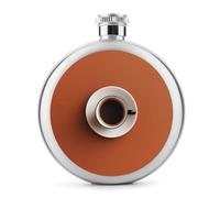 Coffee Minimalist Stainless Steel Hip Flask for Liquor, Round Pocket Portable Wine Flask for Drink 5 Oz