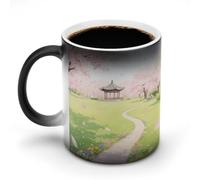 Coffee Mug 11 Oz A Park with Cherry Blossoms in Full Bloom Color Changing Mugs, Heat Changing Coffee Mugs with Handle, Heat Sensitive Magic Mug for Women Men Funny Ceramic Cup for Tea Latte Milk Cocoa