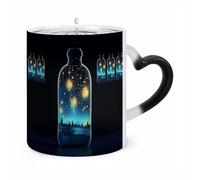 Coffee Mug 11 Oz Beautiful Bottle Of Under The Night Sky Color Changing Mugs, Heat Changing Coffee Mugs with Handle, Heat Sensitive Magic Mug for Women Men Funny Ceramic Cup for Tea Latte Milk Cocoa