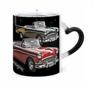 Coffee Mug 11 Oz Classic Car Roadsters Old Fashioned Color Changing Mugs, Heat Changing Coffee Mugs with Handle, Heat Sensitive Magic Mug for Women Men Funny Ceramic Cup for Tea Latte Milk Cocoa