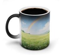 Coffee Mug 11 Oz Field Under The Rainbow after The Rain Color Changing Mugs, Heat Changing Coffee Mugs with Handle, Heat Sensitive Magic Mug for Women Men Funny Ceramic Cup for Tea Latte Milk Cocoa