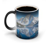Coffee Mug 11 Oz Snow-capped Mountains And Lake Reflections Color Changing Mugs, Heat Changing Coffee Mugs with Handle, Heat Sensitive Magic Mug for Women Men Funny Ceramic Cup for Tea Latte Milk Coco